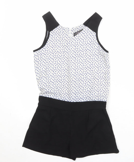 Little Miss Captain Womens Black Geometric Polyester Playsuit One-Piece Size 2XS Zip