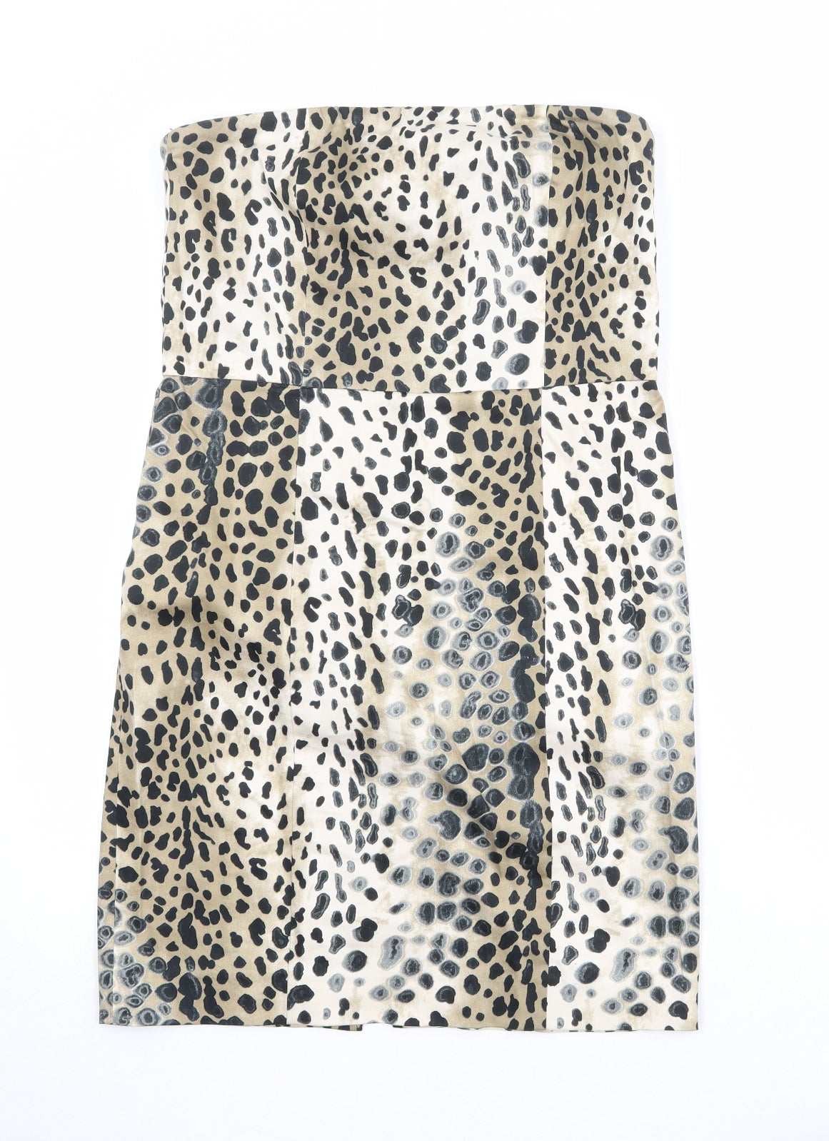 Zara Womens Beige Animal Print Cotton Mini Size L Square Neck Zip - Leopard Print