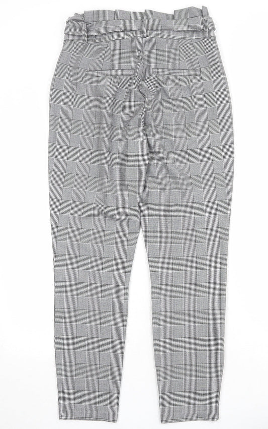 VERO MODA Womens Grey Plaid Polyester Carrot Trousers Size 28 in Regular Zip