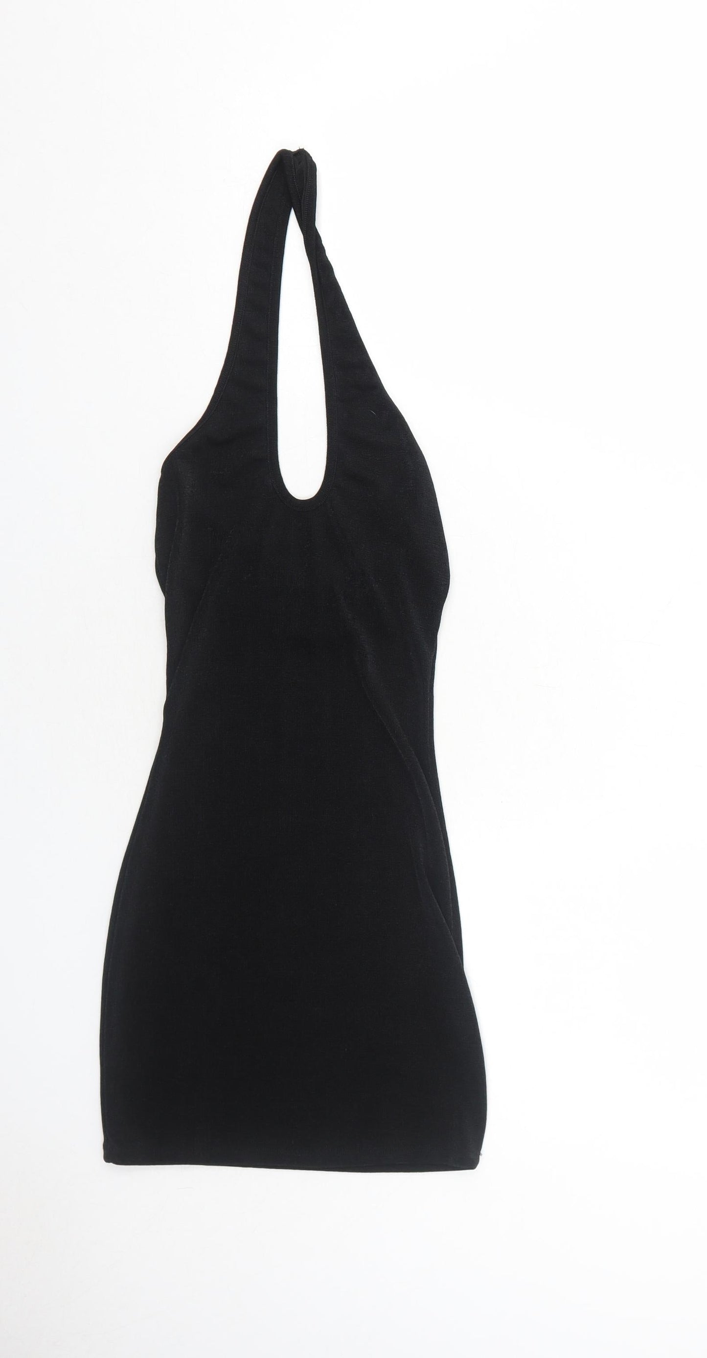AsYou Womens Black Polyester Bodycon Size 6 Halter Pullover