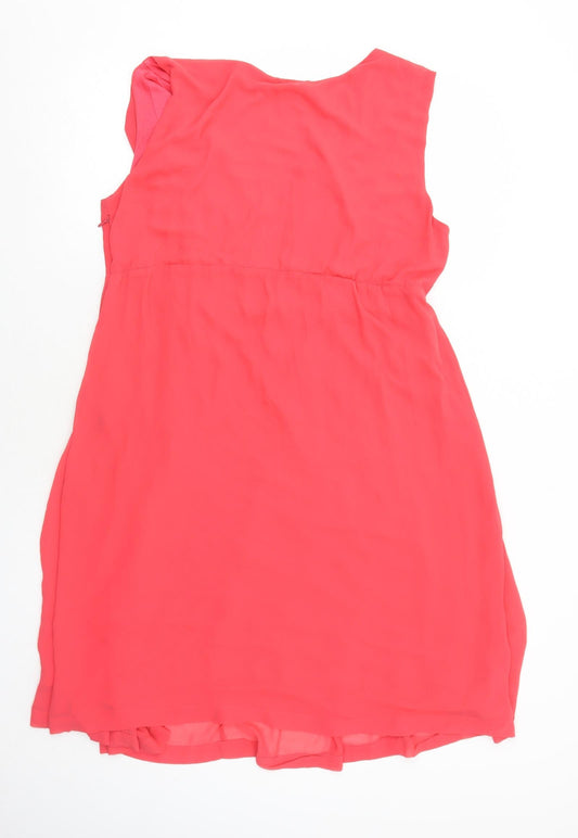 Mama-licious Womens Pink Polyester Trapeze & Swing Size XL V-Neck Zip