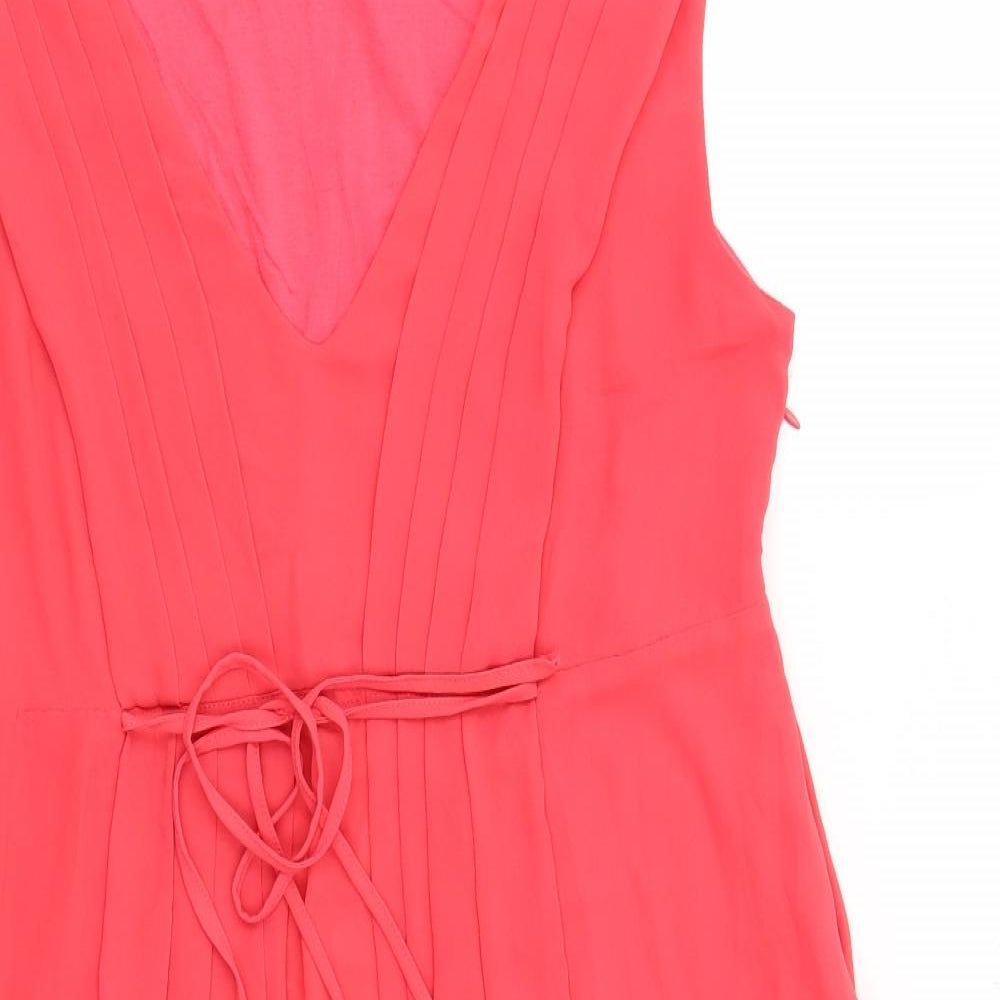 Mama-licious Womens Pink Polyester Trapeze & Swing Size XL V-Neck Zip