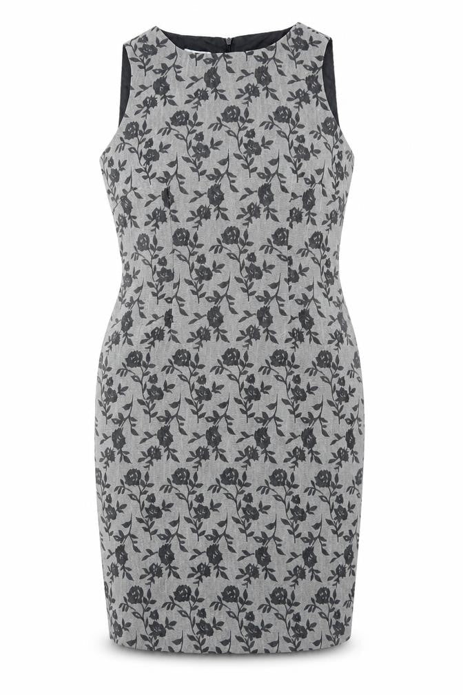 Planet Womens Grey Floral Polyester Pencil Dress Size 8 Boat Neck Zip