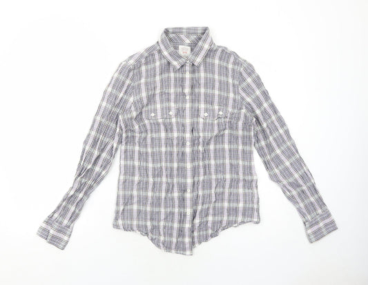 Gap Womens Purple Plaid Cotton Basic Button-Up Size 8 Collared