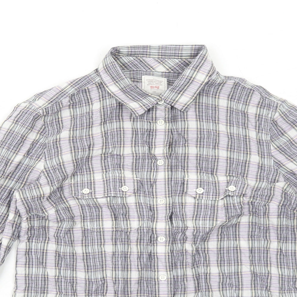 Gap Womens Purple Plaid Cotton Basic Button-Up Size 8 Collared