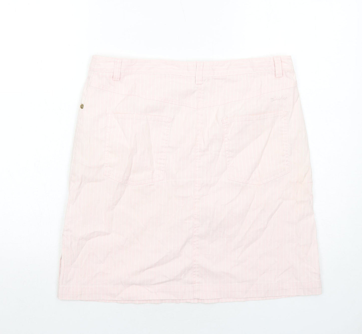 Daily Womens Pink Striped Cotton A-Line Skirt Size 14 Zip
