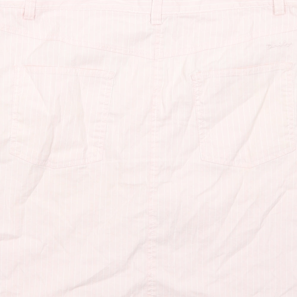 Daily Womens Pink Striped Cotton A-Line Skirt Size 14 Zip