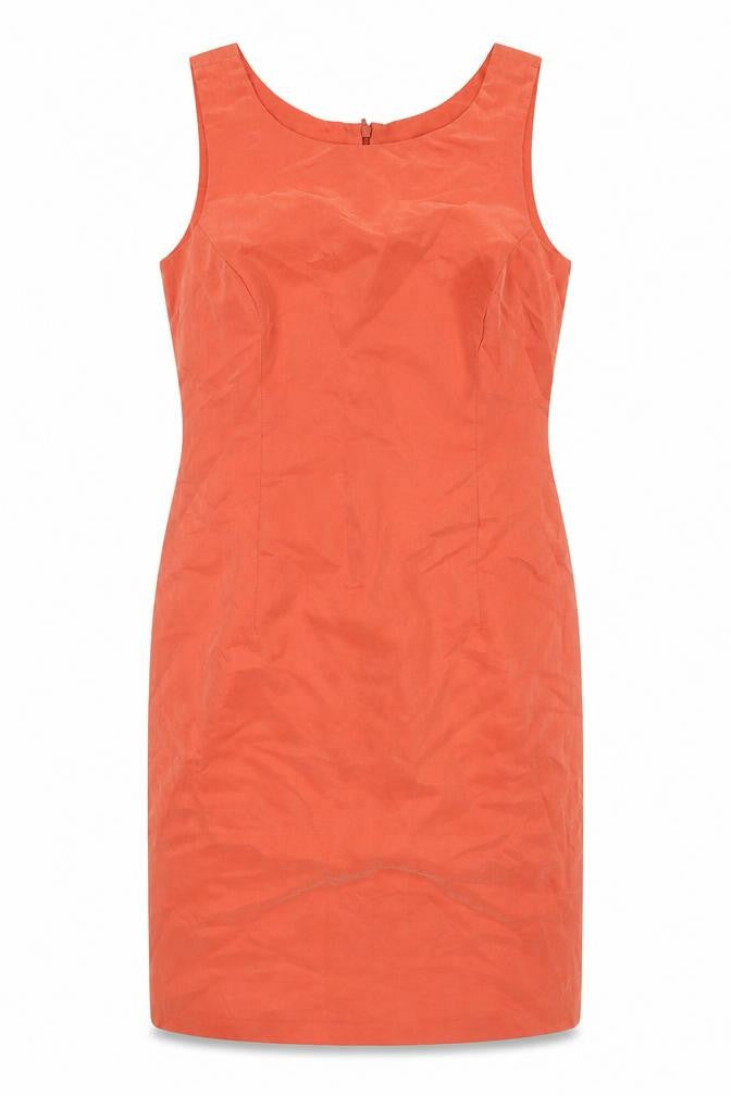 New Look Womens Orange Viscose Pencil Dress Size 12 Boat Neck Zip