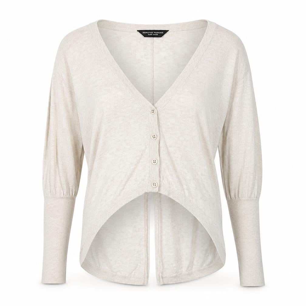 Dorothy Perkins Womens Beige V-Neck Cotton Cardigan Jumper Size 12