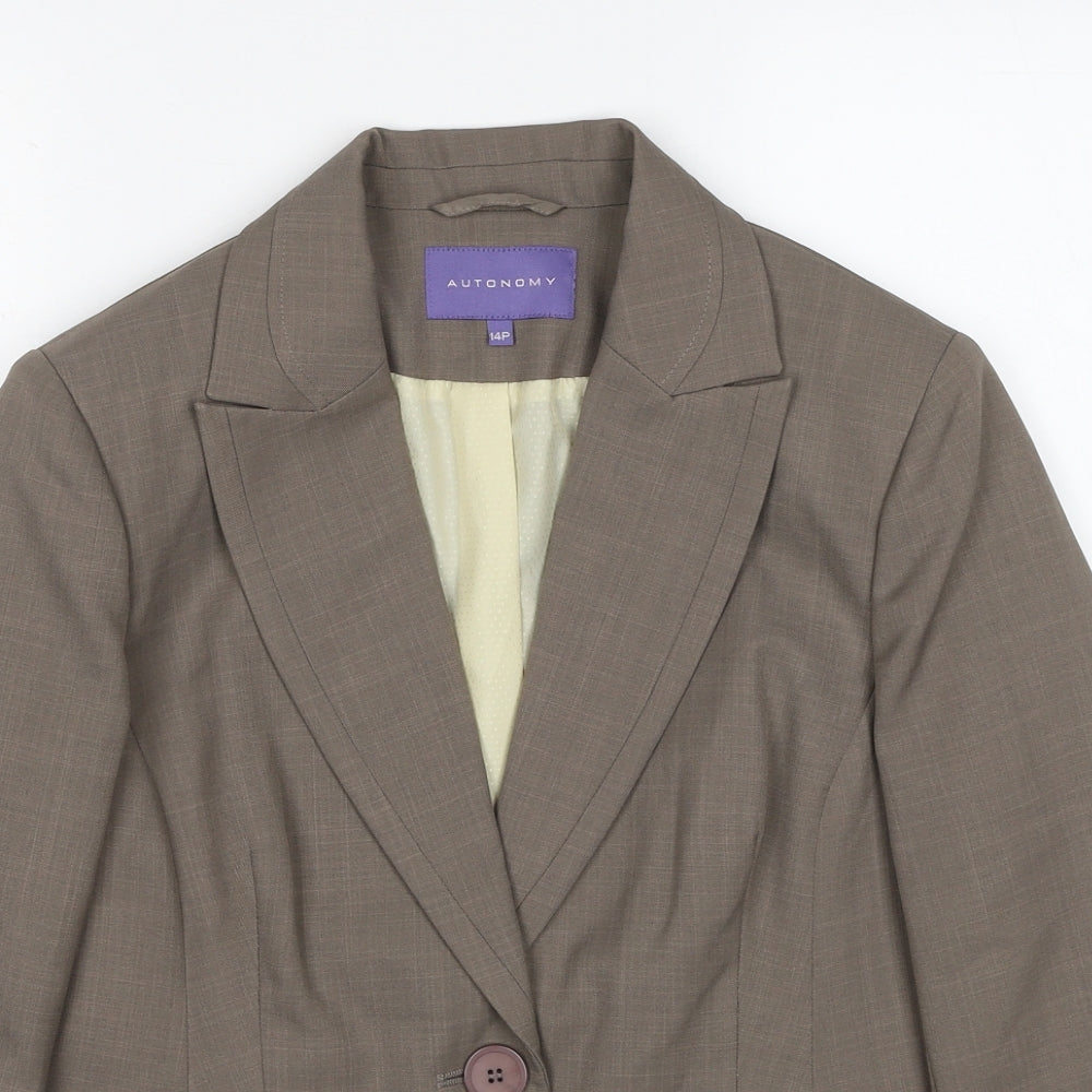 Autonomy Womens Grey Polyester Jacket Suit Jacket Size 14 - Shoulder Pads