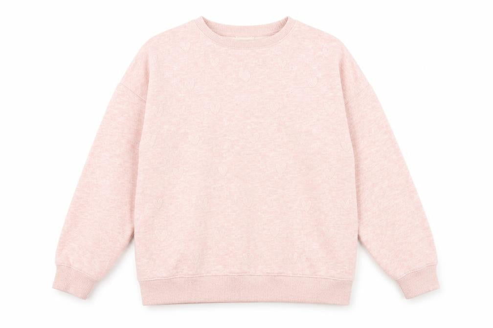 Zara Girls Pink Geometric Polyester Pullover Sweatshirt Size 13-14 Years Pullover - Heart Pattern