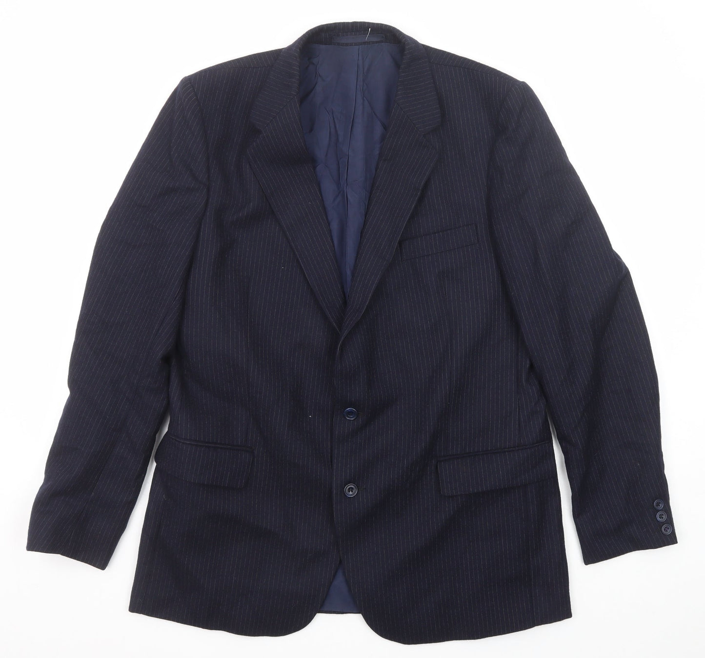 John Collier Mens Blue Striped Wool Jacket Suit Jacket Size 44 Regular
