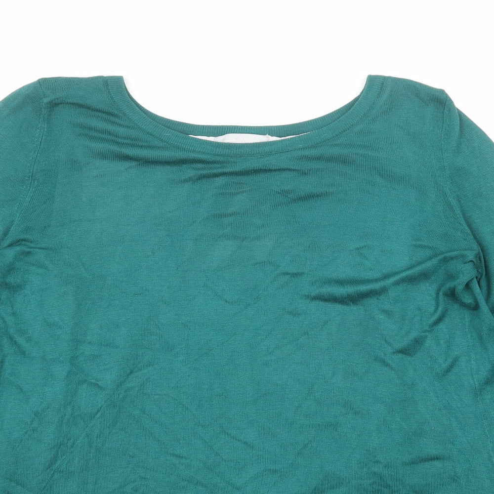 H&M Womens Green Round Neck Polyester Pullover Jumper Size XS