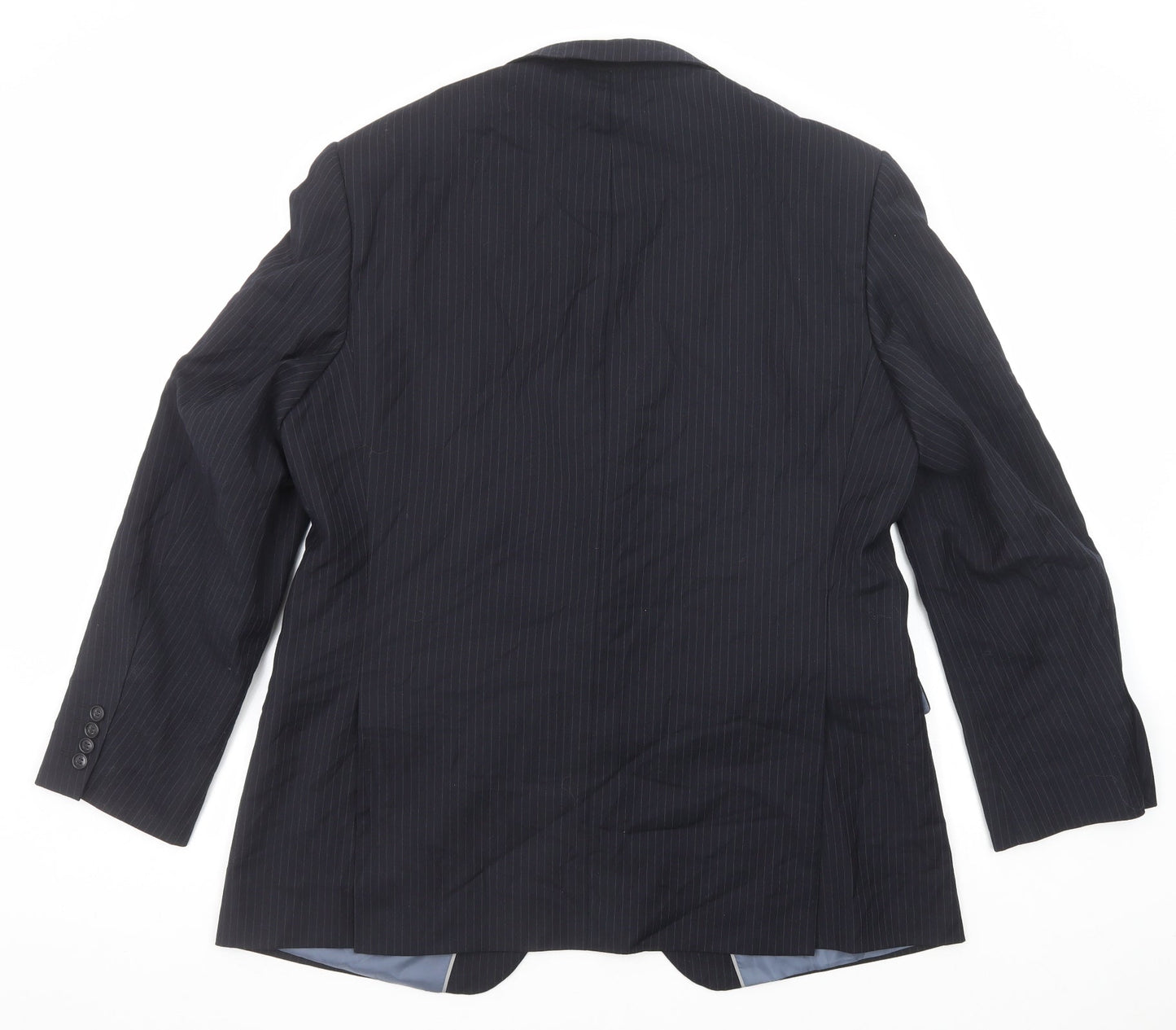 Marks and Spencer Mens Blue Striped Polyester Jacket Suit Jacket Size 44 Regular