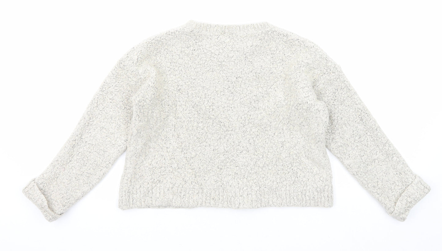 Topshop Womens Grey Round Neck Acrylic Pullover Jumper Size 10