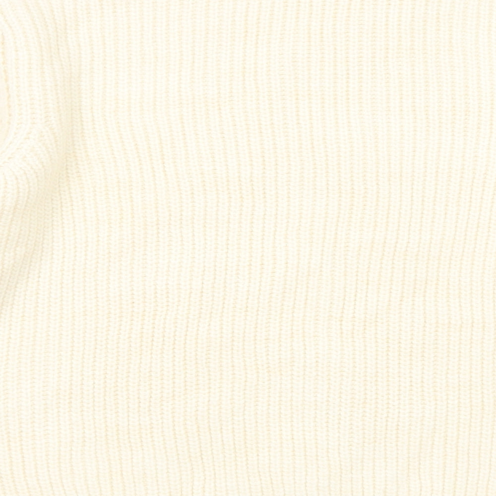 Marks and Spencer Womens White Round Neck Acrylic Pullover Jumper Size M