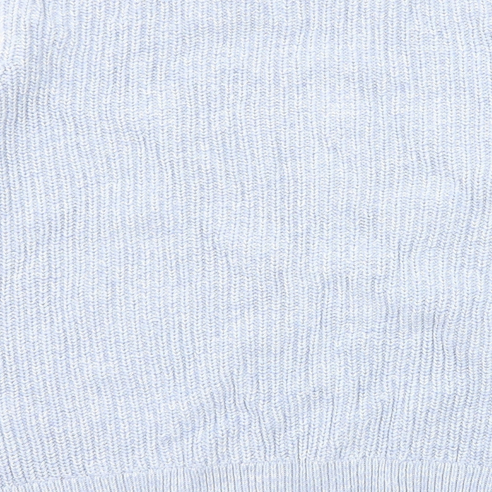 Marks and Spencer Womens Blue Round Neck Cotton Pullover Jumper Size L - Colourblock