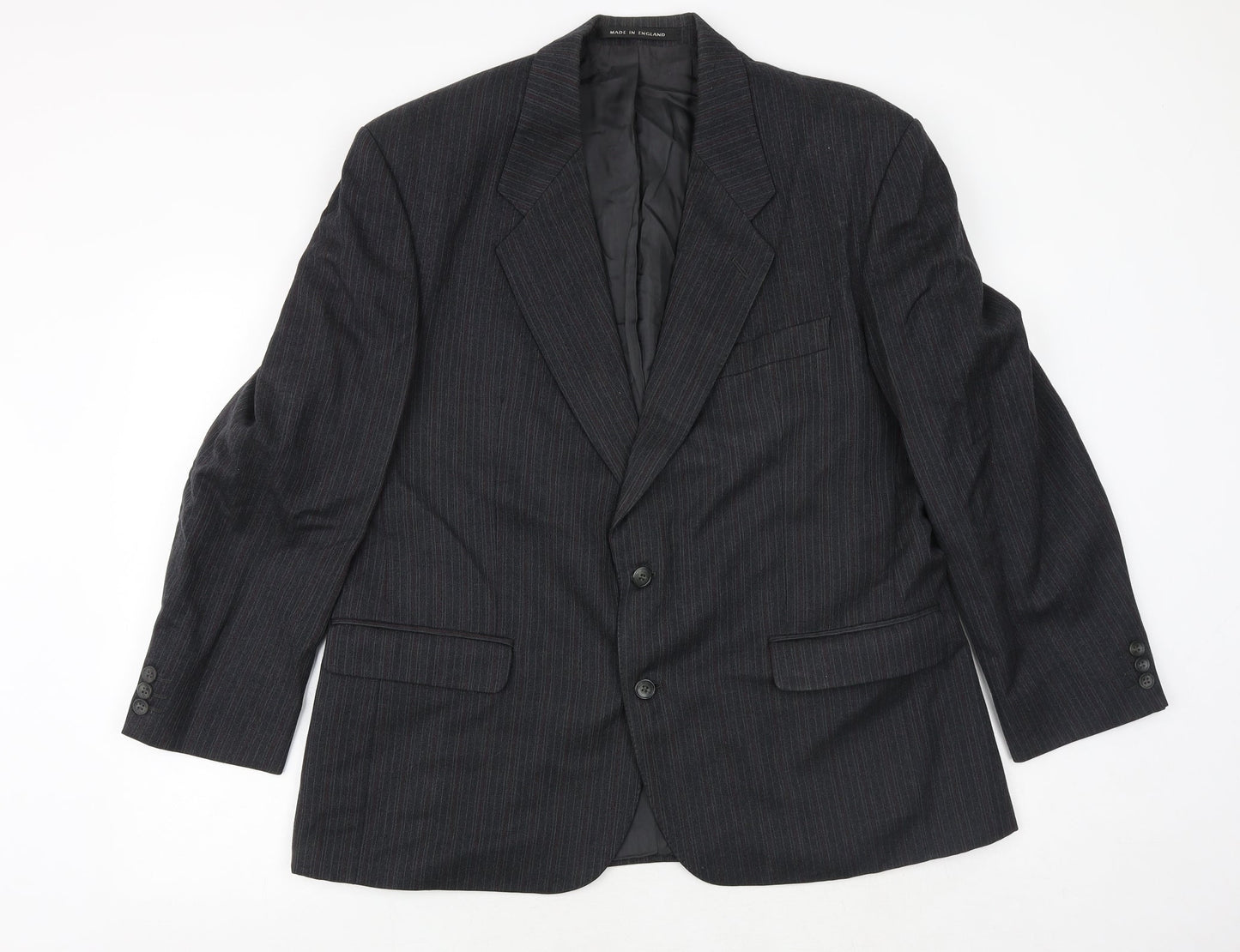 The Label Mens Grey Striped Wool Jacket Suit Jacket Size 44 Regular