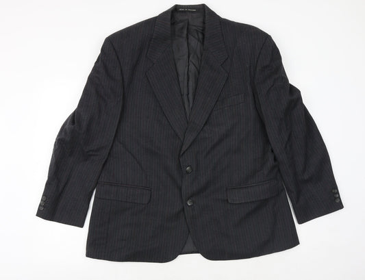 The Label Mens Grey Striped Wool Jacket Suit Jacket Size 44 Regular