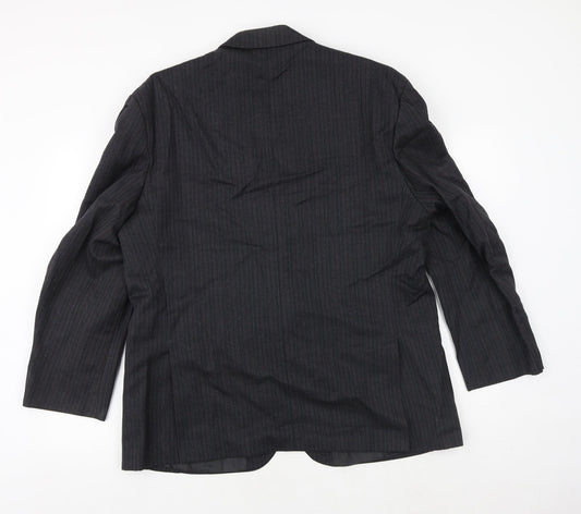 The Label Mens Grey Striped Wool Jacket Suit Jacket Size 44 Regular