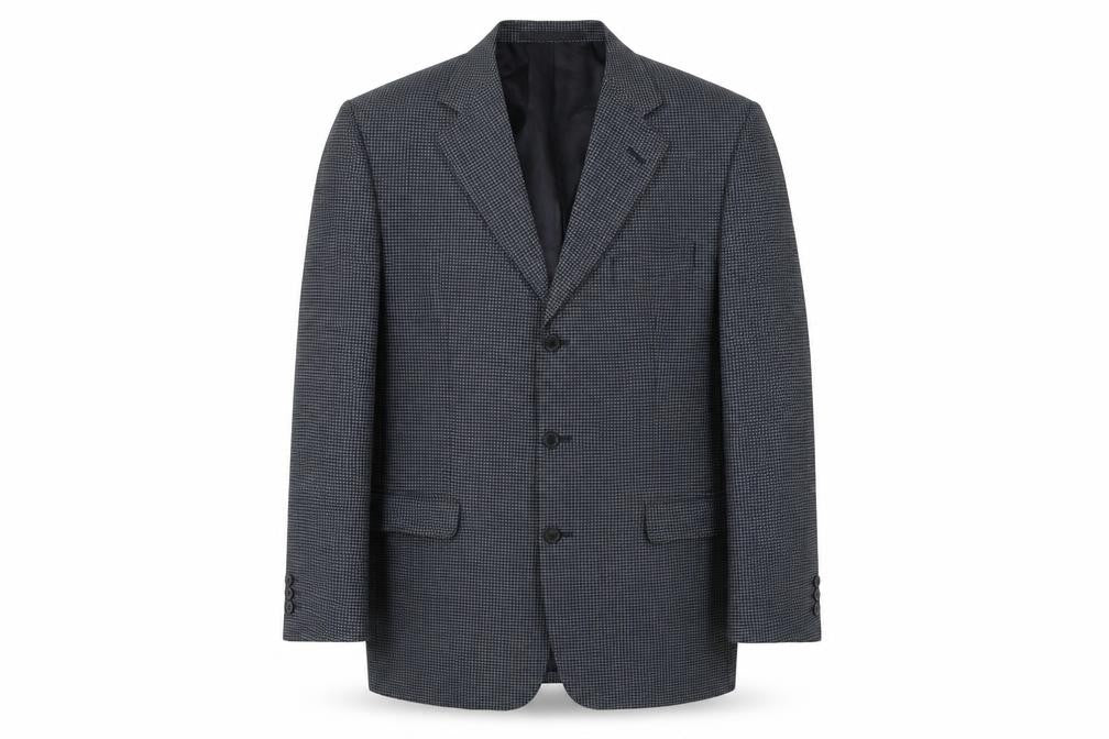 Marks and Spencer Mens Blue Geometric Wool Jacket Suit Jacket Size 42 Regular