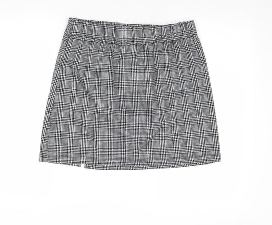 Anko Womens Black Plaid Polyester A-Line Skirt Size 12