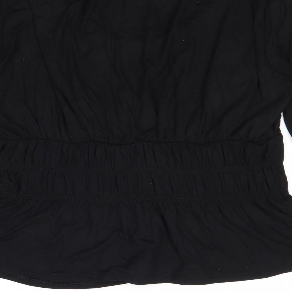 Marks and Spencer Womens Black Viscose Basic Blouse Size 14 Round Neck