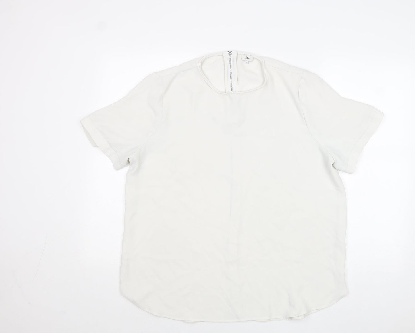 River Island Womens White Polyester Basic Blouse Size 16 Round Neck