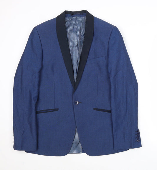 Limehaus Mens Blue Polyester Jacket Suit Jacket Size 36 Regular