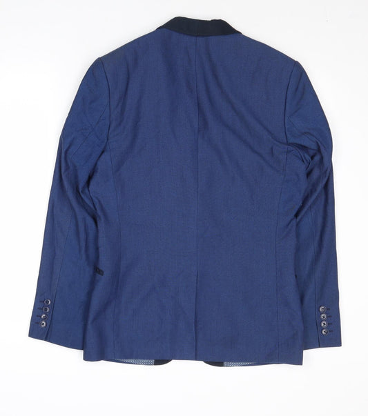 Limehaus Mens Blue Polyester Jacket Suit Jacket Size 36 Regular