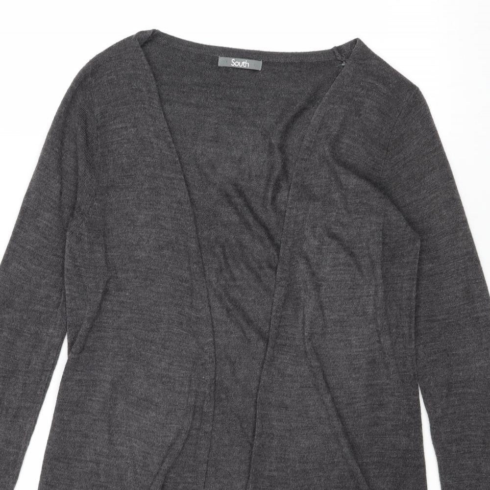 South Womens Grey V-Neck Acrylic Cardigan Jumper Size 8