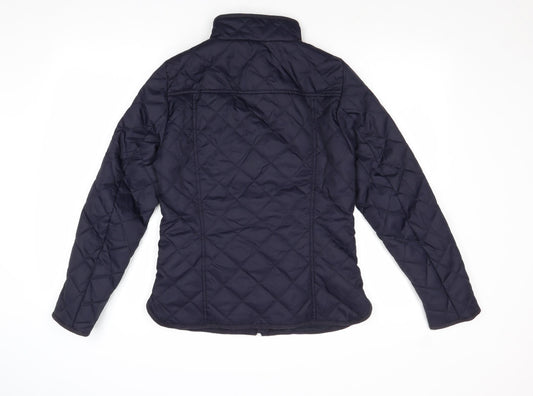 H&M Womens Blue Quilted Jacket Size 8 Zip