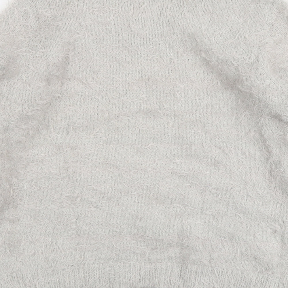 Marks and Spencer Womens Grey Round Neck Polyamide Pullover Jumper Size 10 - Flower