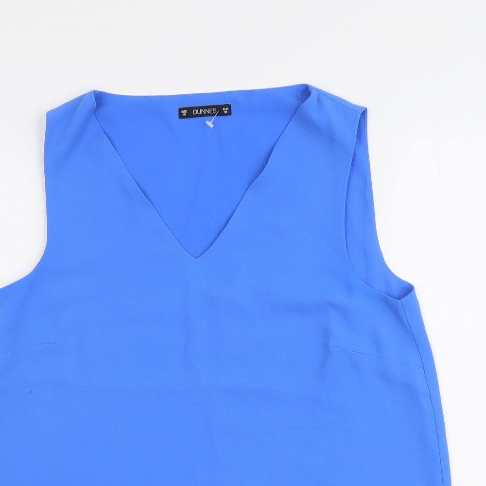 Dunnes Stores Womens Blue Polyester Basic Tank Size 10 V-Neck