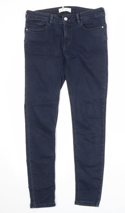 Mango Womens Blue Cotton Skinny Jeans Size 10 Regular Zip