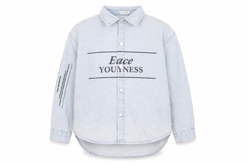 MW Kids Boys Blue Paisley Cotton Basic Button-Up Size 11 Years Collared Button - Slogan