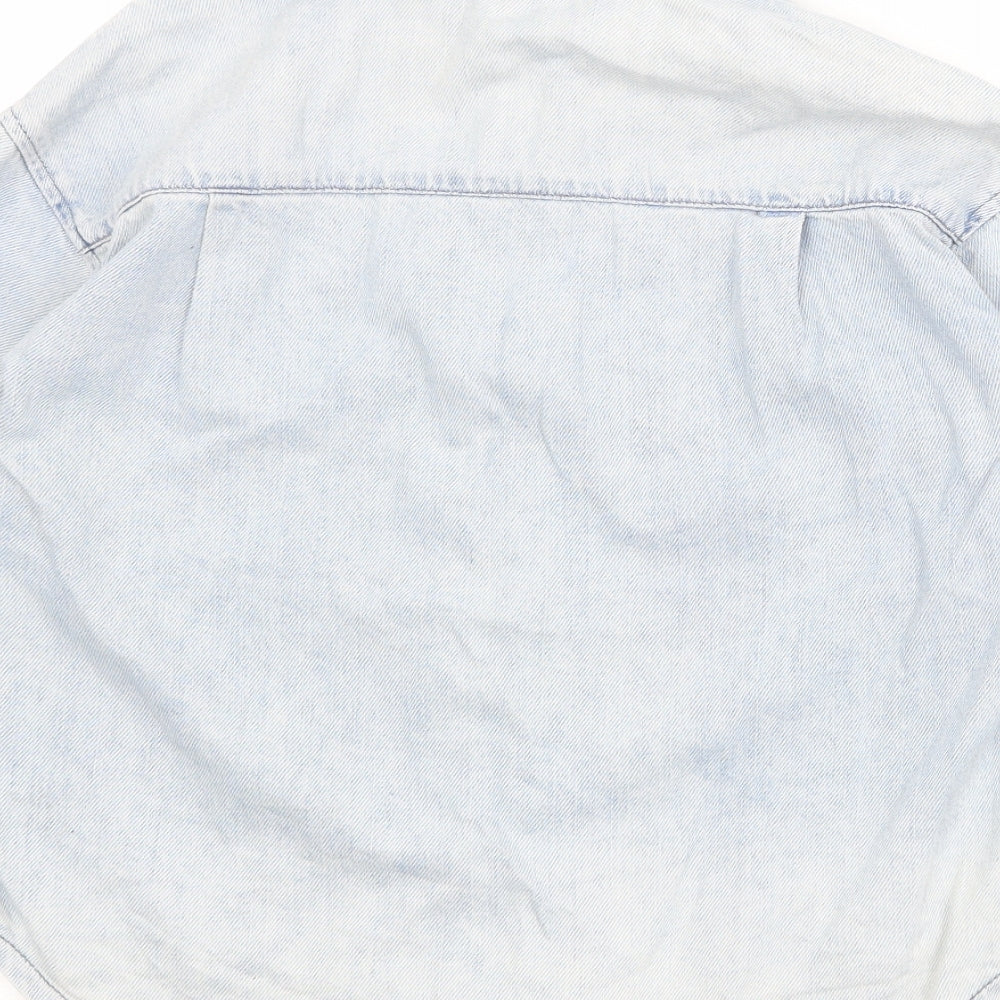 MW Kids Boys Blue Paisley Cotton Basic Button-Up Size 11 Years Collared Button - Slogan