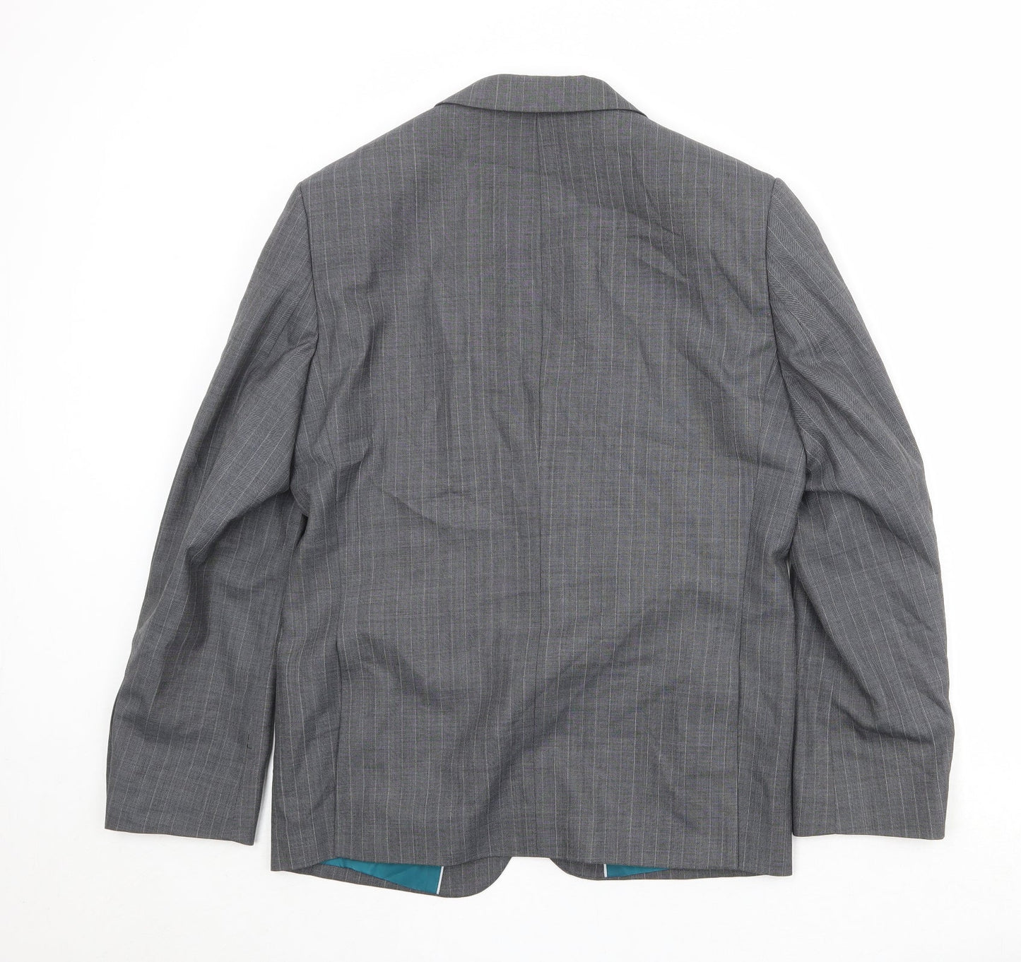 Marks and Spencer Mens Grey Striped Polyester Jacket Suit Jacket Size 38 Regular