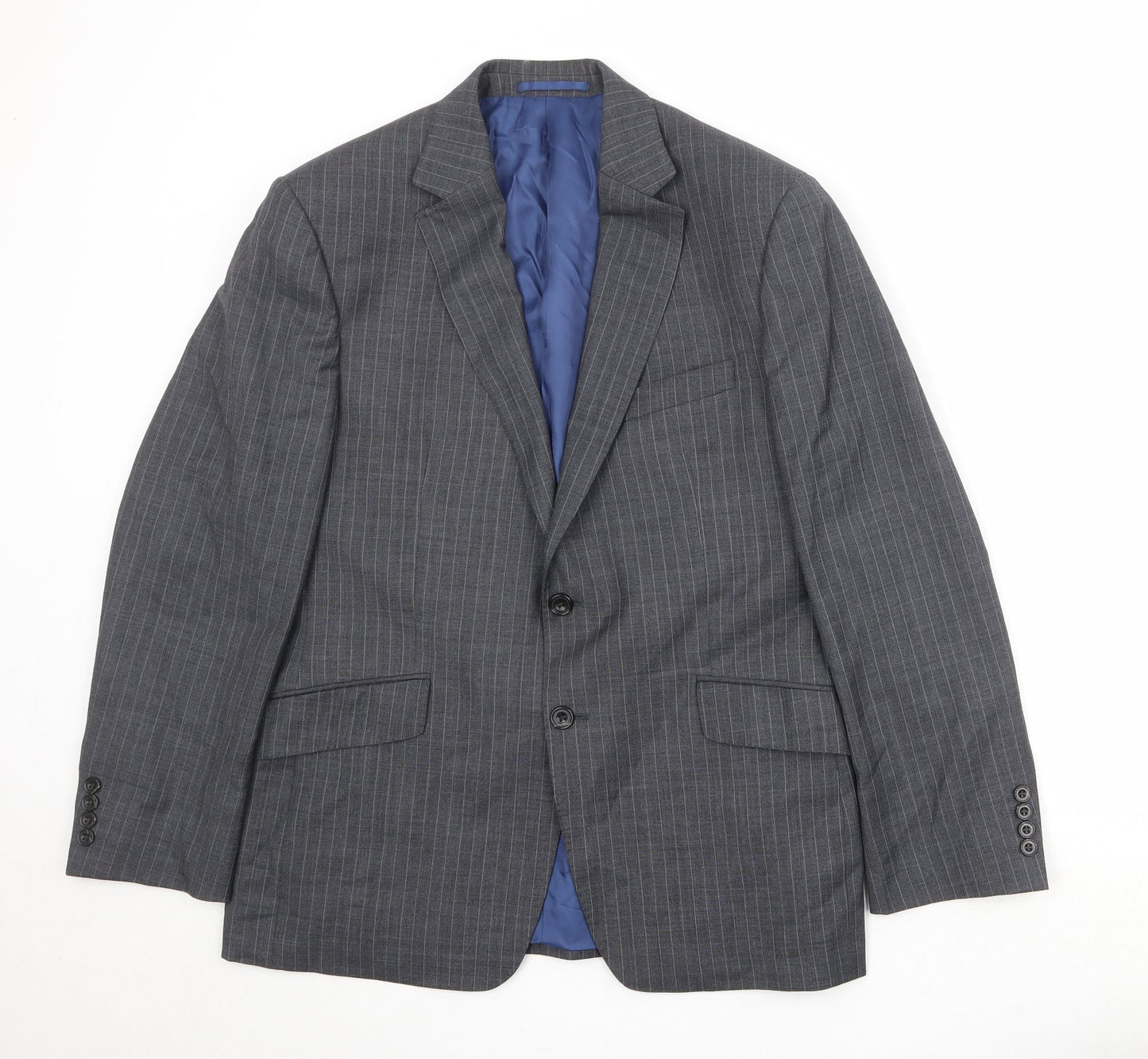 Marks and Spencer Mens Grey Striped Wool Jacket Suit Jacket Size 40 Regular