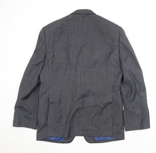 Marks and Spencer Mens Grey Striped Wool Jacket Suit Jacket Size 40 Regular