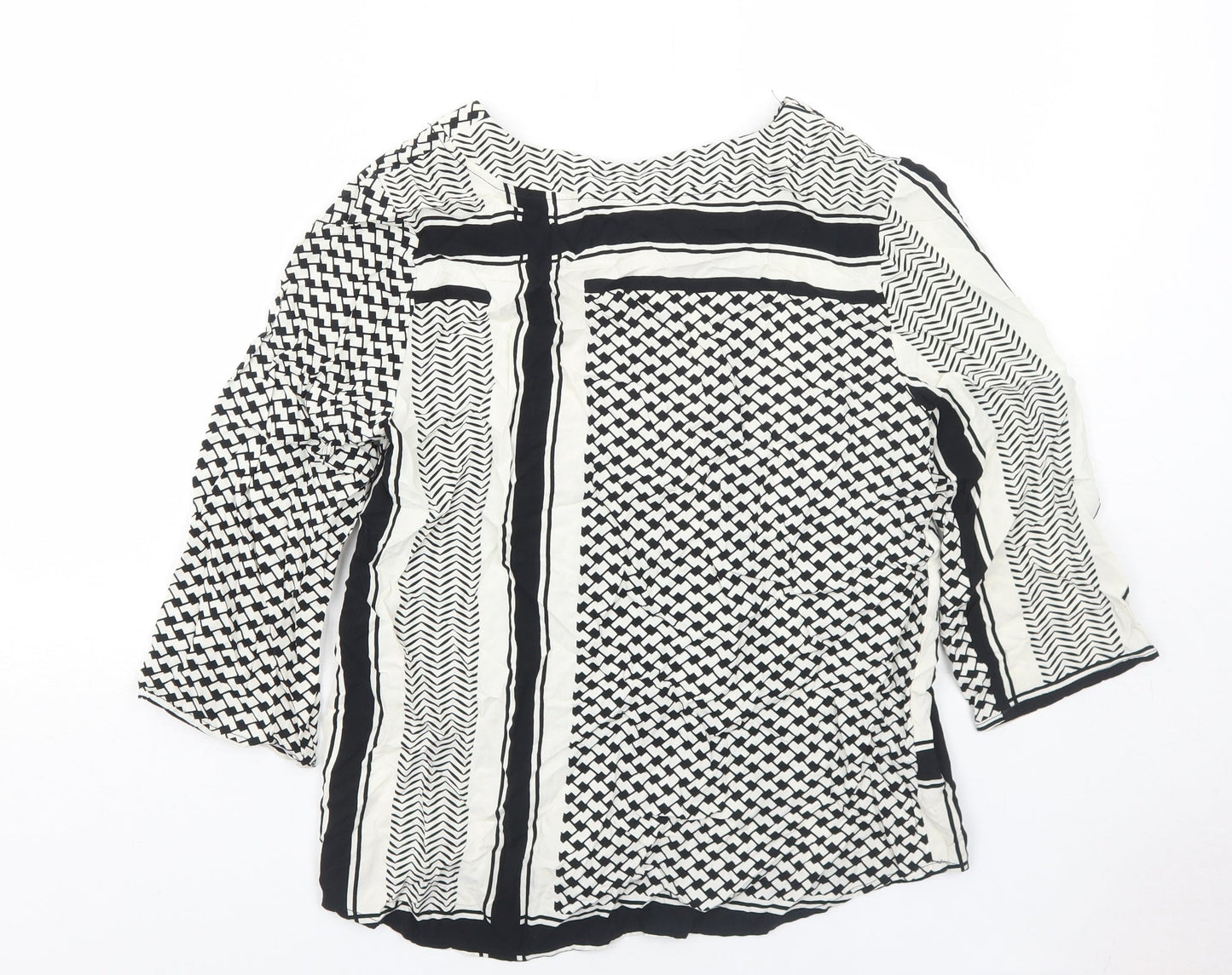 Saint Tropez Clothing Womens White Geometric Viscose Basic Blouse Size S V-Neck