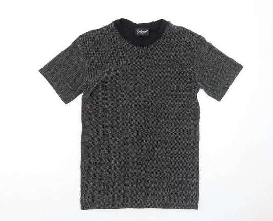 Reclaimed Vintage Womens Black Geometric Polyester Basic T-Shirt Size S Round Neck
