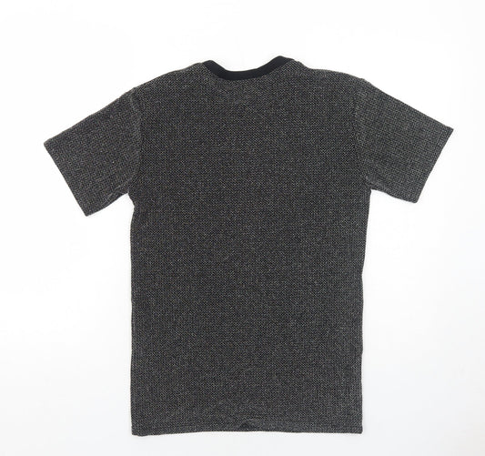 Reclaimed Vintage Womens Black Geometric Polyester Basic T-Shirt Size S Round Neck
