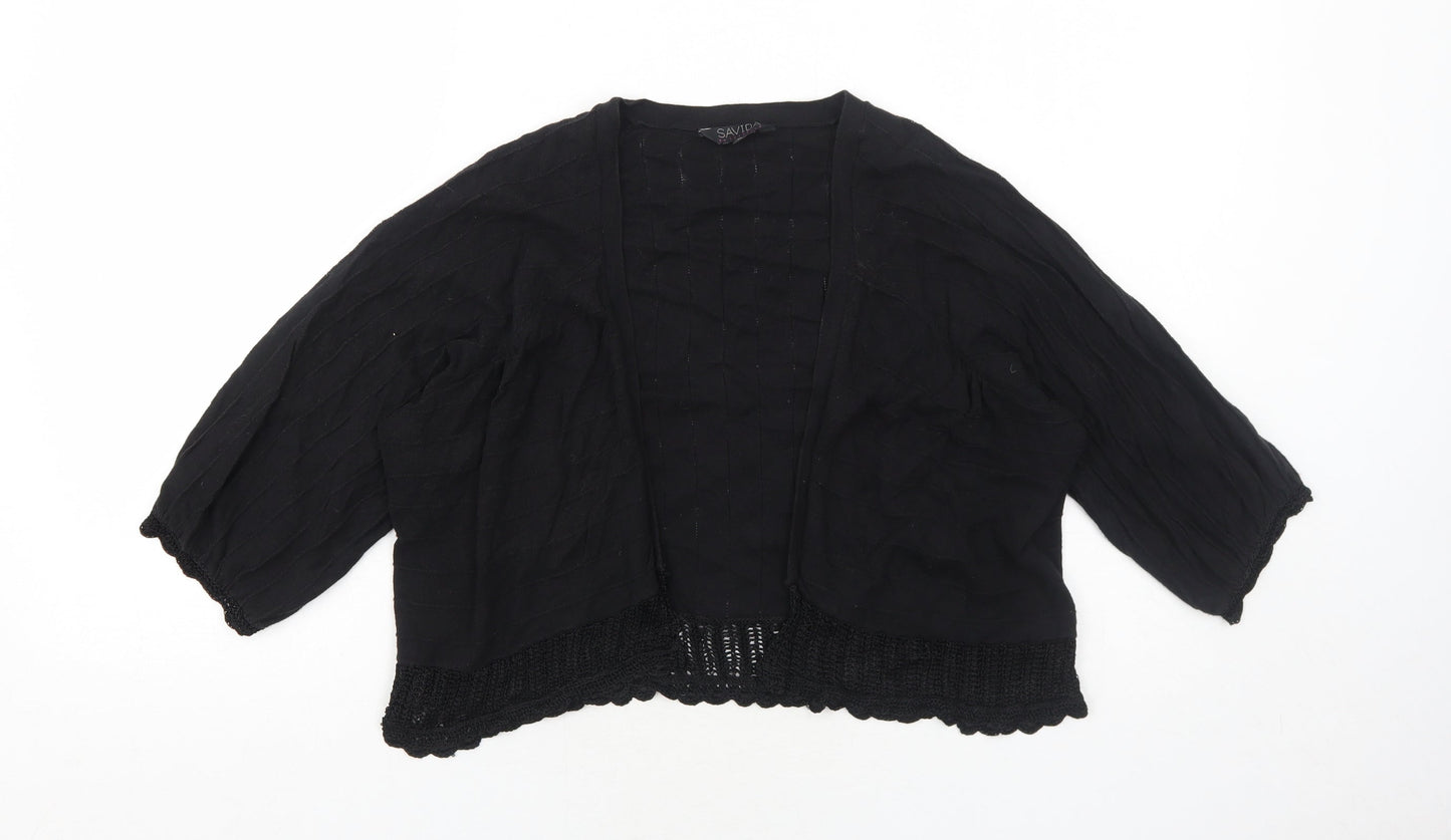 Savida Womens Black V-Neck Acrylic Cardigan Jumper Size 12
