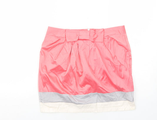 Cambra Style Womens Pink Polyester A-Line Skirt Size 12 Zip