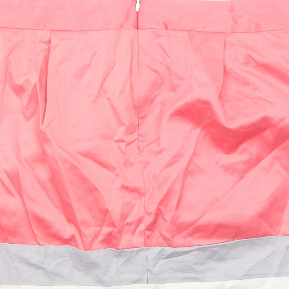 Cambra Style Womens Pink Polyester A-Line Skirt Size 12 Zip