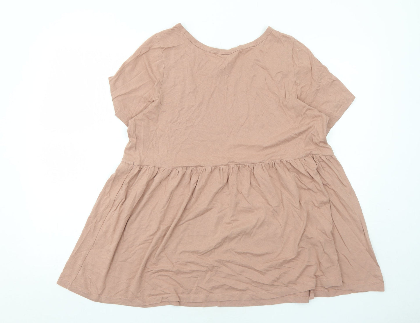 H&M Womens Pink Cotton Basic Blouse Size M Round Neck