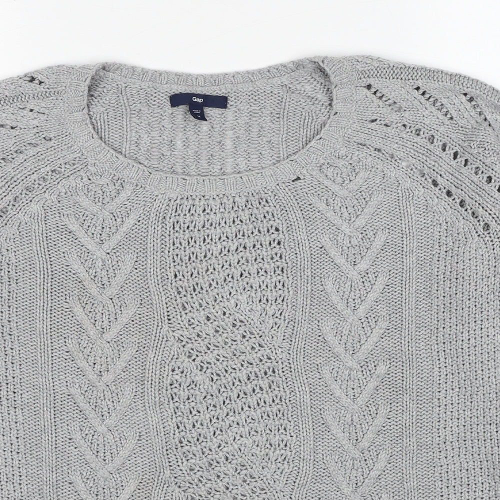Gap Womens Grey Round Neck Nylon Pullover Jumper Size M