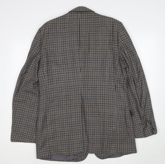 Marks and Spencer Mens Grey Check Wool Jacket Blazer Size M Regular