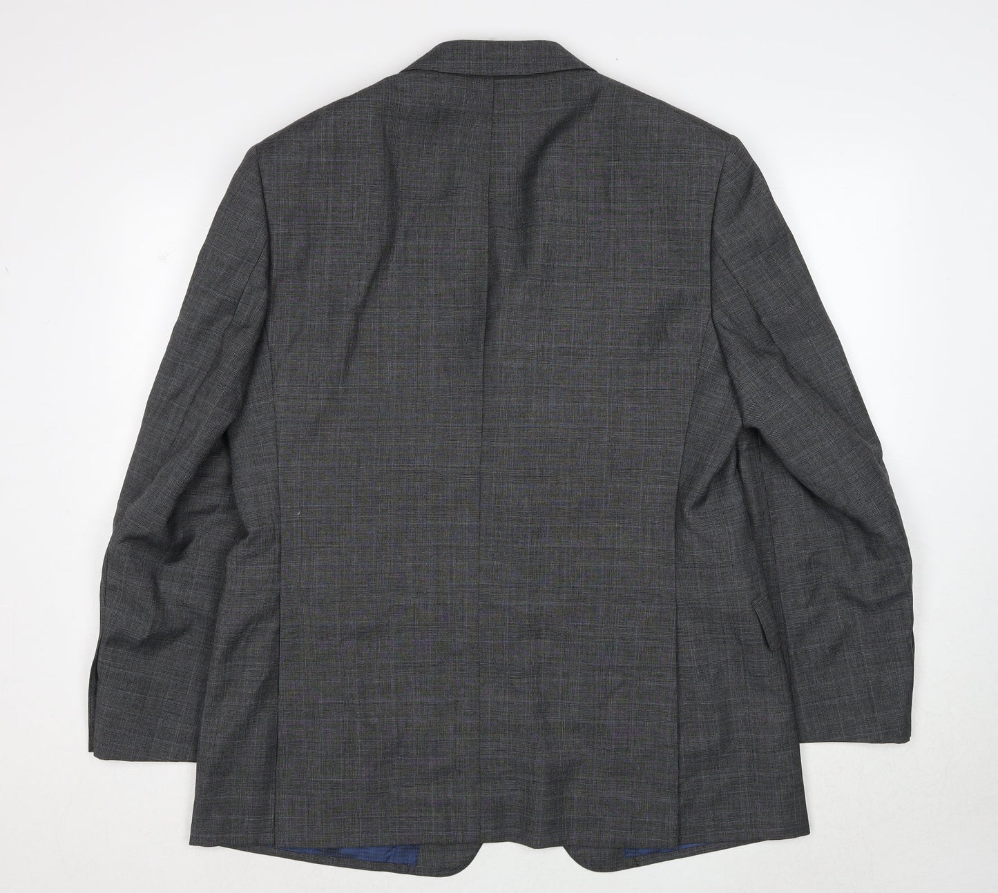 Marks and Spencer Mens Grey Plaid Wool Jacket Suit Jacket Size 42 Regular